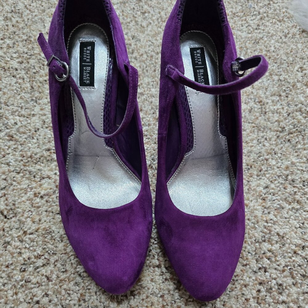 White House Black Market Purple Suede Rory Heels Size 9.5 - Never Worn